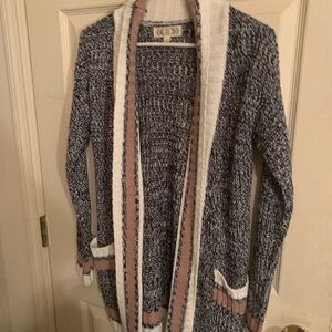 Pink Rose Navy and Cream Cardigan